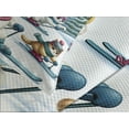 thumbnail image 4 of Ambesonne Cat Quilted Bedspread Set 3 Pcs, Snowy Cartoon Skiing Kitties, Queen Size, Pale Blue Raspberry White, 4 of 5
