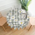 thumbnail image 3 of Spring Summer Daisy Floral Sage Green Plaid Round Tablecloth 60 Inch, Decorative Holiday Home Party Table Cloth for Kitchen Dining Picnic Table Cover, 3 of 6