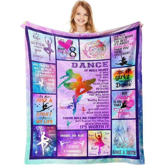 Dance Gifts, Dancer Blanket 60"x 50", Dance Gifts for Girls, Dance Recital Gifts for Girls, Dance Teacher Appreciation Gifts for Women, Birthday Gifts Ideas for Teens, Ballet Dance Team, Dance Lovers