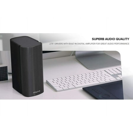 Creative - T100 - 2.0 - Bluetooth 5.0 - Computer Speaker System - 2 Pieces - Black