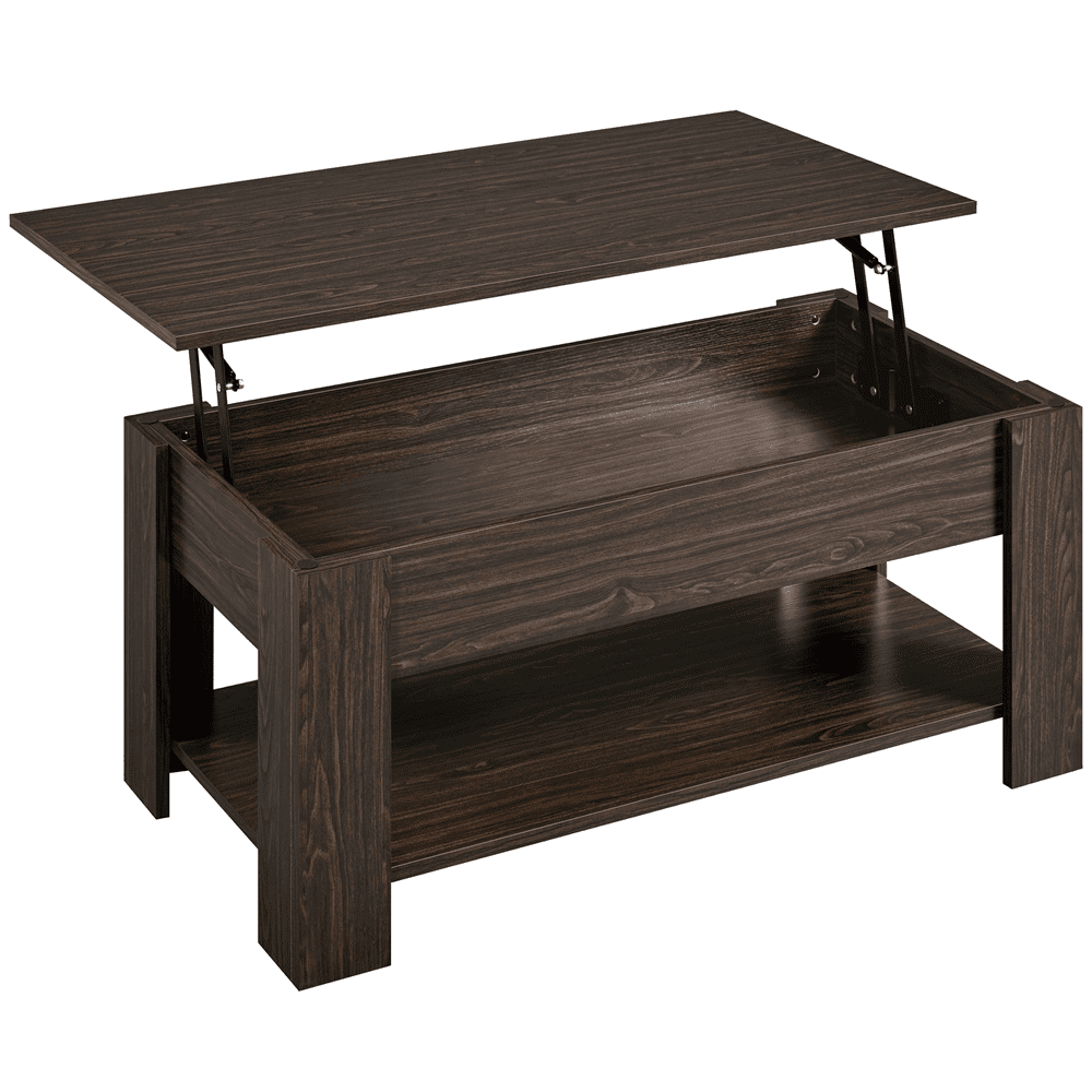 Yaheetech 39In Lift Top Coffee Table with Hidden Storage Compartment & Open Shelf, Wood Lift Up Coffee Table for Living Room, Espresso