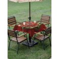thumbnail image 3 of Outdoor Tablecloth with Umbrella Hole and Zipper, Red Christmas Square Table Cloth 60x60 Inch Waterproof Tablecloth, Winter Xmas Pine Branches Cone Balls Picnic Table Cover for Patio Camping, 3 of 7