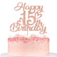 thumbnail image 1 of Cake Topper Unoggsor con brillo rosa dorado para 15.º cumpleaños, 1 of 7
