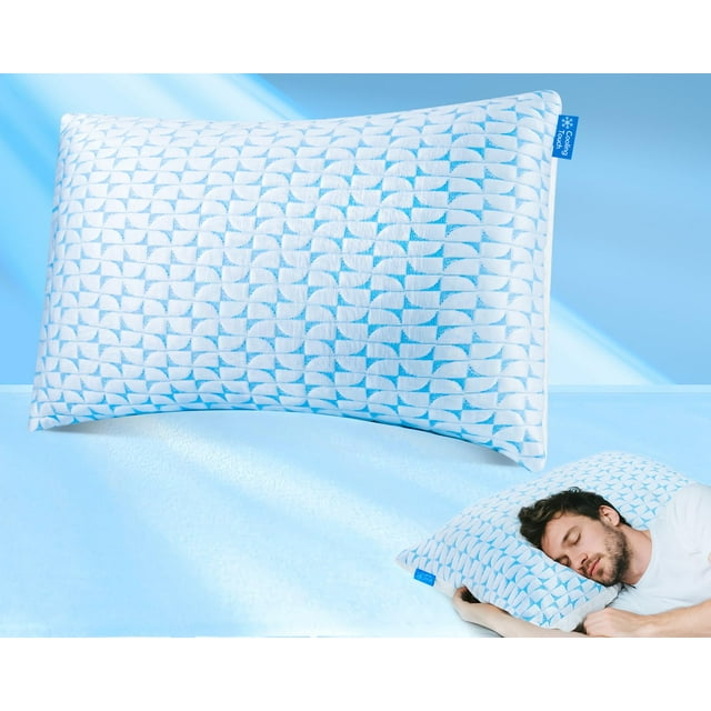 Almohada Qutool Cooling de espuma viscoelástica triturada, ajustable, tamaño queen