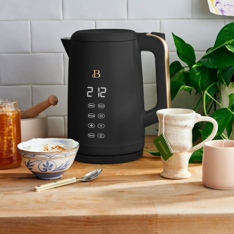 Beautiful 1.7-Liter Electric Kettle 1500 W with One-Touch Activation, Black  Sesame by Drew Barrymore