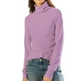 thumbnail image 7 of QIUOMBBP Turtleneck Tops for Woman Long Sleeve Crew Neck Thermal Shirts Lightweight Sweaters Fitted Soft Top Purple XL, 7 of 7