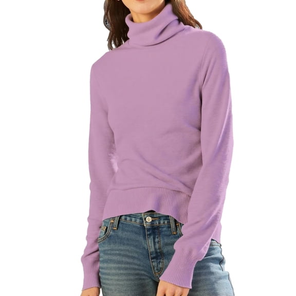 Brglopf Women's Turtleneck Sweater Long Sleeve Casual Fall Winter Knit Pullover Loose Soft Base Layer Sweaters Tops Purple L