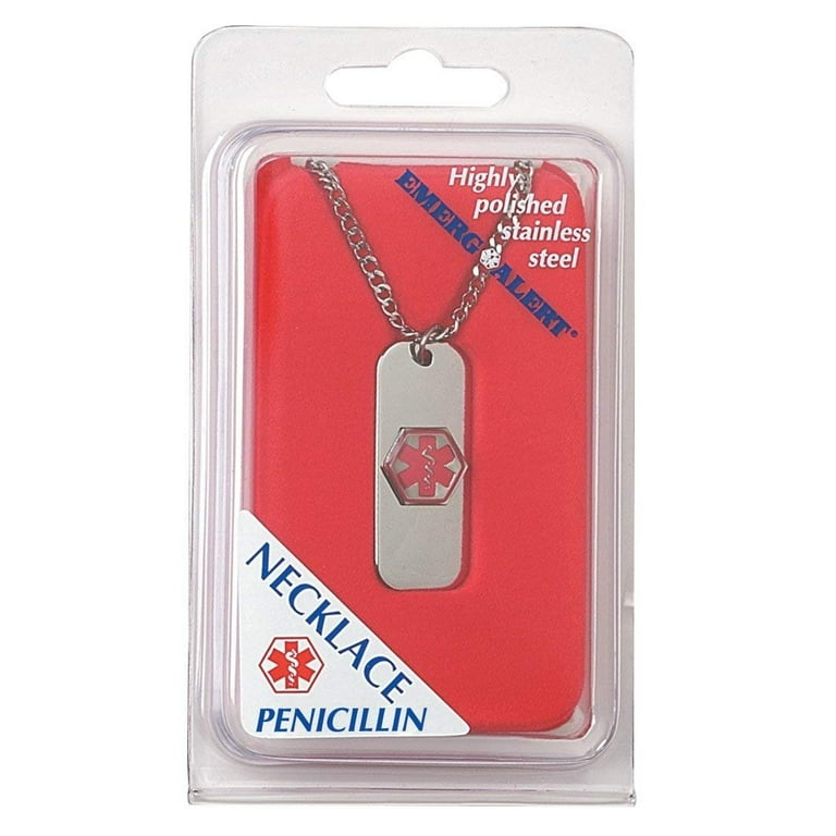 Walmart Hypoallergenic Stainless Steel Penicillin Allergy Necklace
