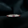1/2 CT Baguette Cut Lab Grown Ruby and Diamond Stackable Ring (AAAA Quality), 14K White Gold, US 5.50