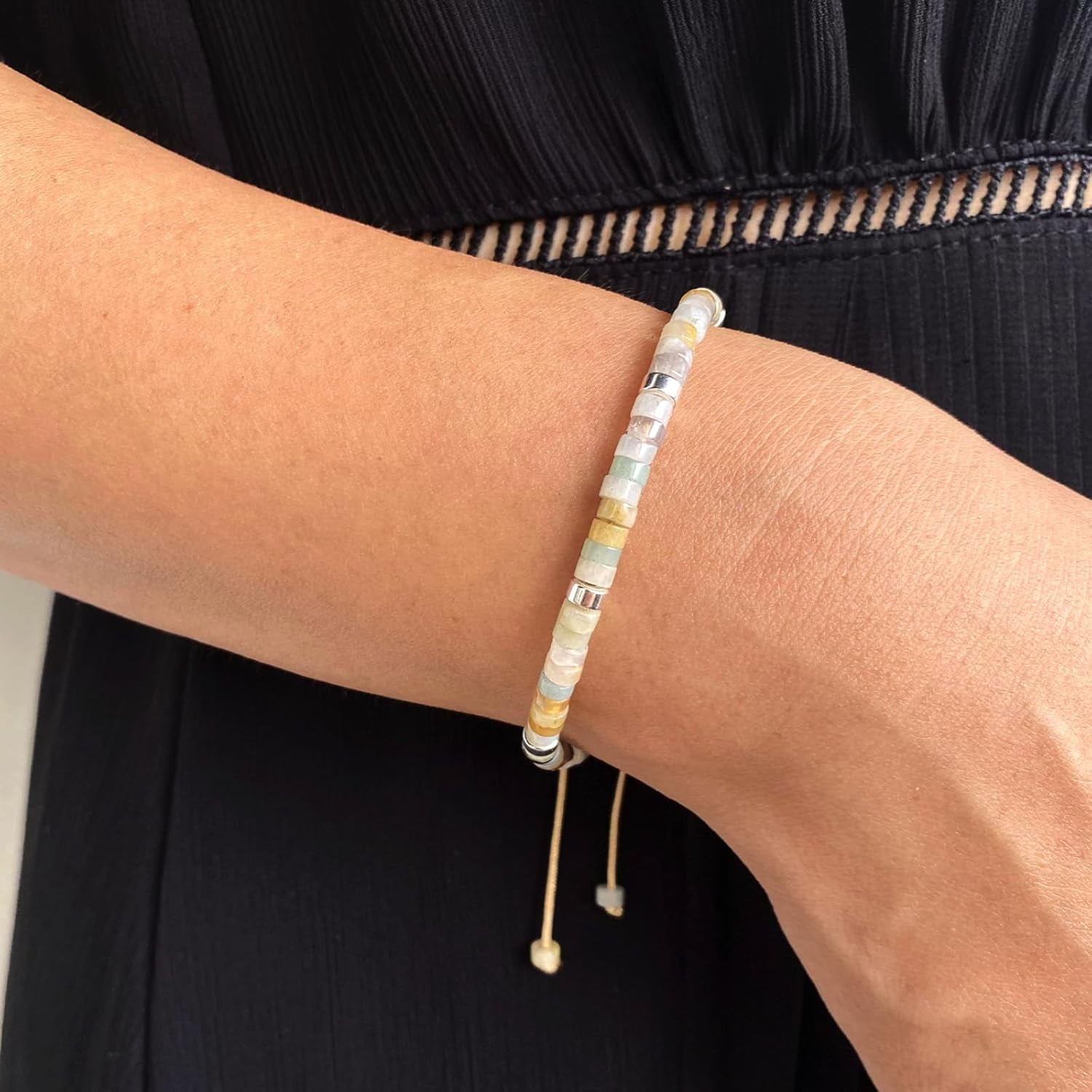 PJRYC Inspirational Gifts Healing Natural Stone Bracelets-Thinking of You,Get Well Soon Encouragement Gifts Strength Bracelets for Women Friends Sister,Christmas Stocking Stuffers Thanksgiving Basket