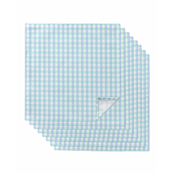 Cloth Napkins Set of 8 - 20x20 Inches, Aqua Blue Green Washable Reusable Table Napkins, Checkered Plaid Gingham Lattice Trellis Soft & Absortbent Dining Napkin for Party Wedding Hotel Restaurant