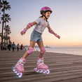 thumbnail image 3 of GAMBE Teen Inline Skates with Illuminating Wheels ,4-Size Adjustable Roller Skates for Women Adult(Pink,L), 3 of 9