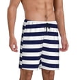 thumbnail image 2 of Wukai Navy Blue And White Stripes Men’s Short Pajama Pants With Pockets Soft Sleep Pj Shorts for Men-Large, 2 of 6