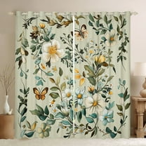 Castle Fairy Chic Floral Flowers Black Out Curtains for Female Men Women,Flying Butterfly Curtains Pack of 2 (42x63 Each),Retro Vintage Aesthetic Bedroom Curtains,Ultra Soft Home Decor