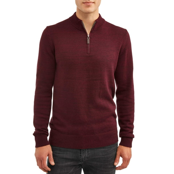 Men's and Big Men's Quarter Zip Sweater, up to Size 5XL