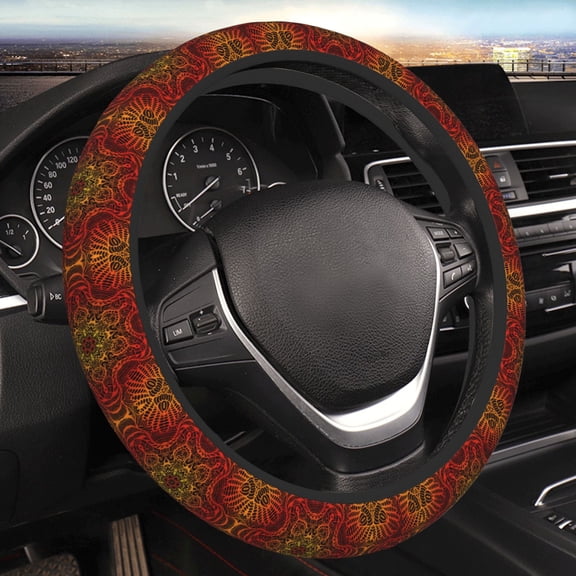 Steering Wheel Cover Anti-Slip Elastic Car Protective Universal 15 Inch Fit for Vehicles Auto SUVs , Kaleidoscope Vintage Psychedelic Trippy