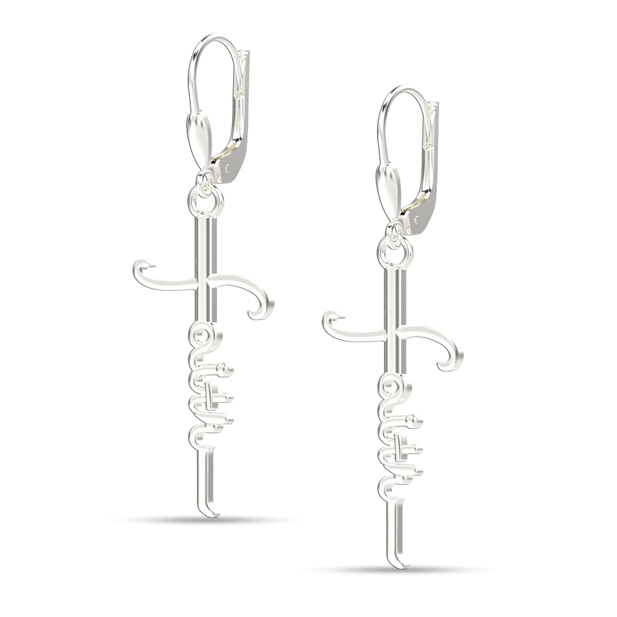 LeCalla 925 Sterling Silver Anti-Tarnish Faith Cross Dangle Drop Earrings, 45MM (Women's)