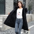 thumbnail image 1 of Chaqueta de algodón de mujer de longitud media a larga con cuello de piel grande y abrigo de algodón afelpado chaqueta gruesa, 1 of 6