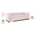 thumbnail image 4 of Maklaine Contemporary Velvet/Stainless Steel Sofa in Pink/Brushed Gold, 4 of 5