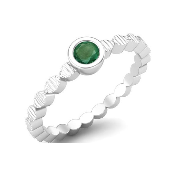 Mooneye 925 Sterling Silver 3mm Round Emerald Stackable Women Valentines Day Gifts Ring