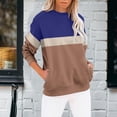 thumbnail image 2 of Ruyang Casual Pullover for Women Women's Casual Long Sleeve Color Block/Solid Tops Crewneck Sweatshirts Cute Loose Fit Pullover with Pockets, 2 of 6