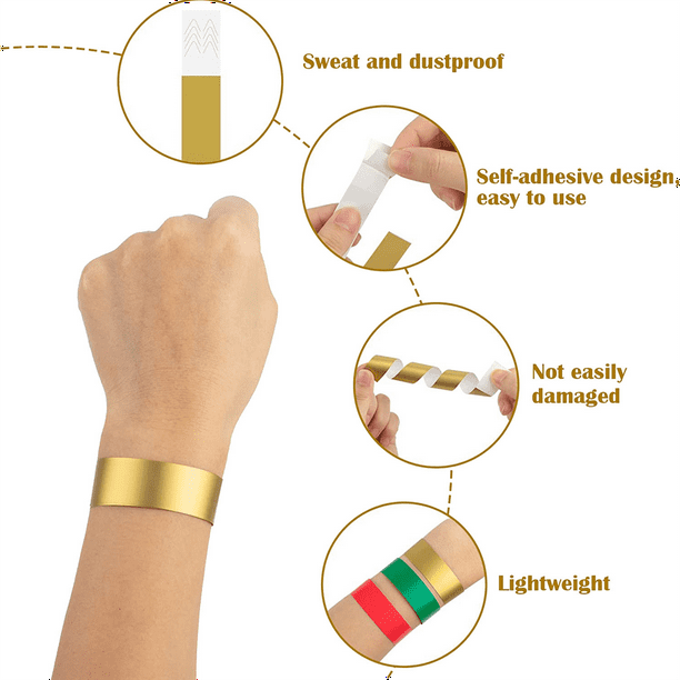 600 PCS Neon Colored Wristbands for Events Synthetic Paper Waterproof Lightweight Activity Identification Wristbands