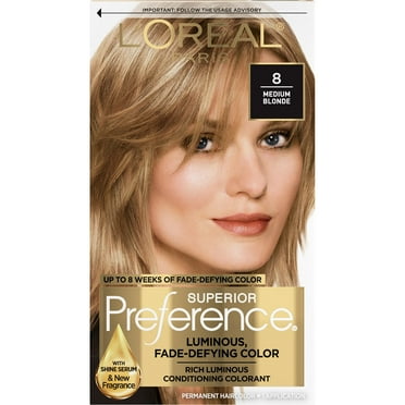 L'Oreal Paris Superior Preference Fade-Defying   Shine Permanent Hair Color, 8 Medium Blonde, Pack of 1, Hair Dye