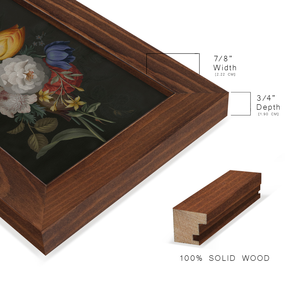 Dramatic Bouquet III -Framed Print w/glass-Chestnut