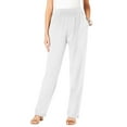 thumbnail image 1 of Pantalones de trabajo Umfun para mujer, lisos, informales, holgados, de pierna ancha, de cintura alta, rectos, largos, de trabajo, talla grande, con bolsillos, color blanco M, 1 of 4