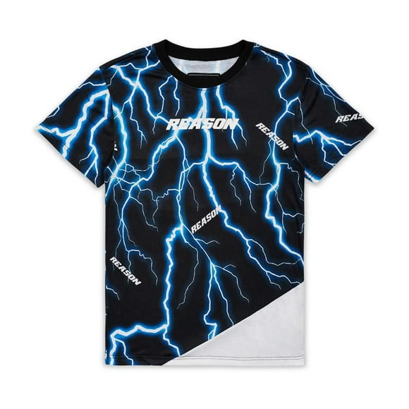 Reason Mens Lightning Graphic T-Shirt, Blue, Medium