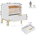 thumbnail image 2 of PetFurnishn  Fluted Nightstand with Charging Station and Glass Top, Modern Bedside Table with Metal Legs, Wood End Table for Bedroom, Living Room (White), 2 of 8