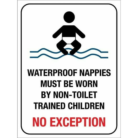 Waterproof Nappies Must Be Worn By Non Toilet Trained Children Retro Aluminum Sign Metal Tin Sign Vintage Style Funny Pool Signs Wall Decor Art 8 X 12 Inches