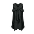 thumbnail image 4 of QLEICOM Women's Dress Deep V-Neck Sleeveless Large Bow Ruffle Mini Swing Dress Party Club Mini Bodycon Dress Tank Dress Black M, US Size: 6, 4 of 5