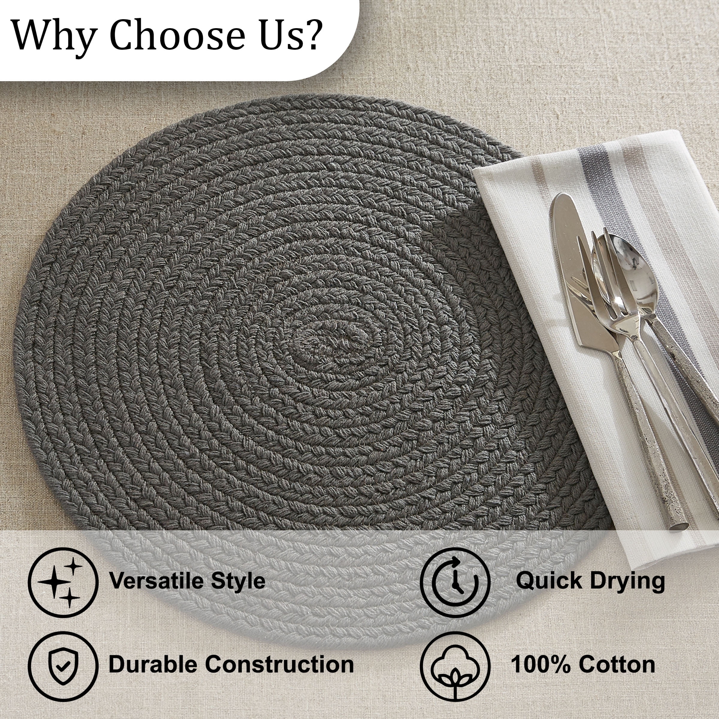 Split P Charcoal Essex Round Placemat Set of 4