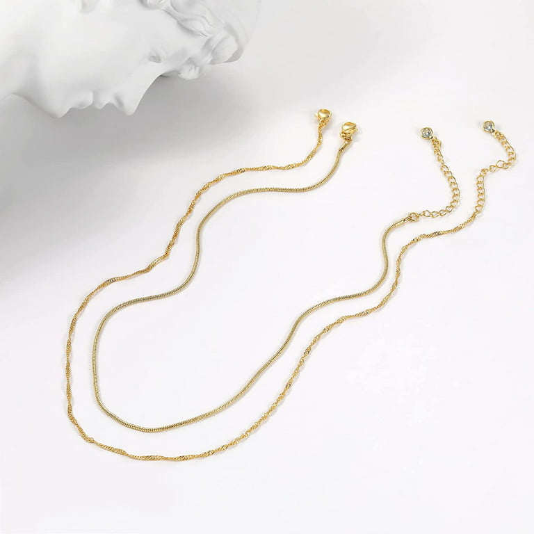 Gold Flat Snake Chain Necklace - Double Herringbone Chain for Women – Halo  Jewelry