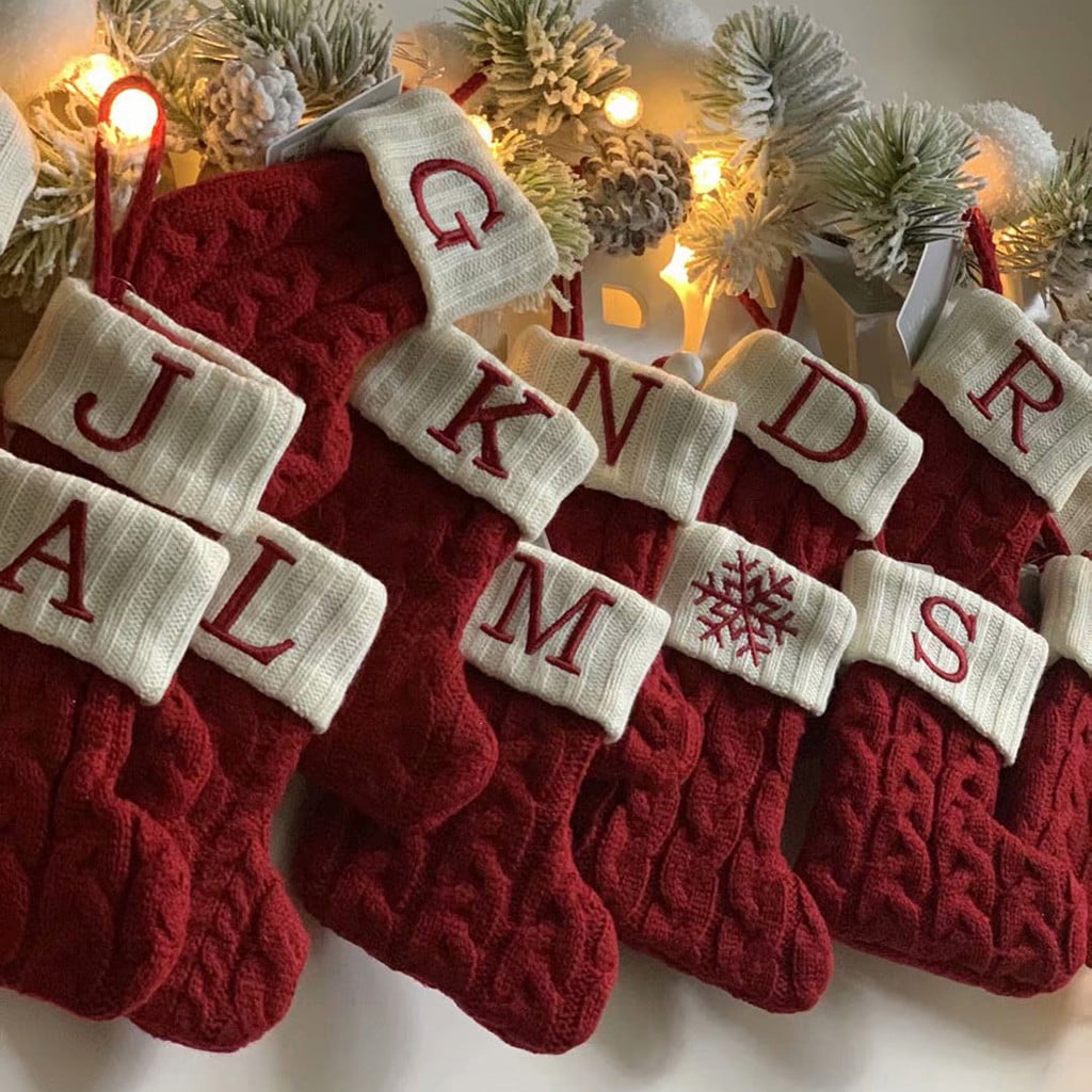 St Nicholas Square 21" Cable Knit Monogram K Initial Stocking 21 Inch Christmas 