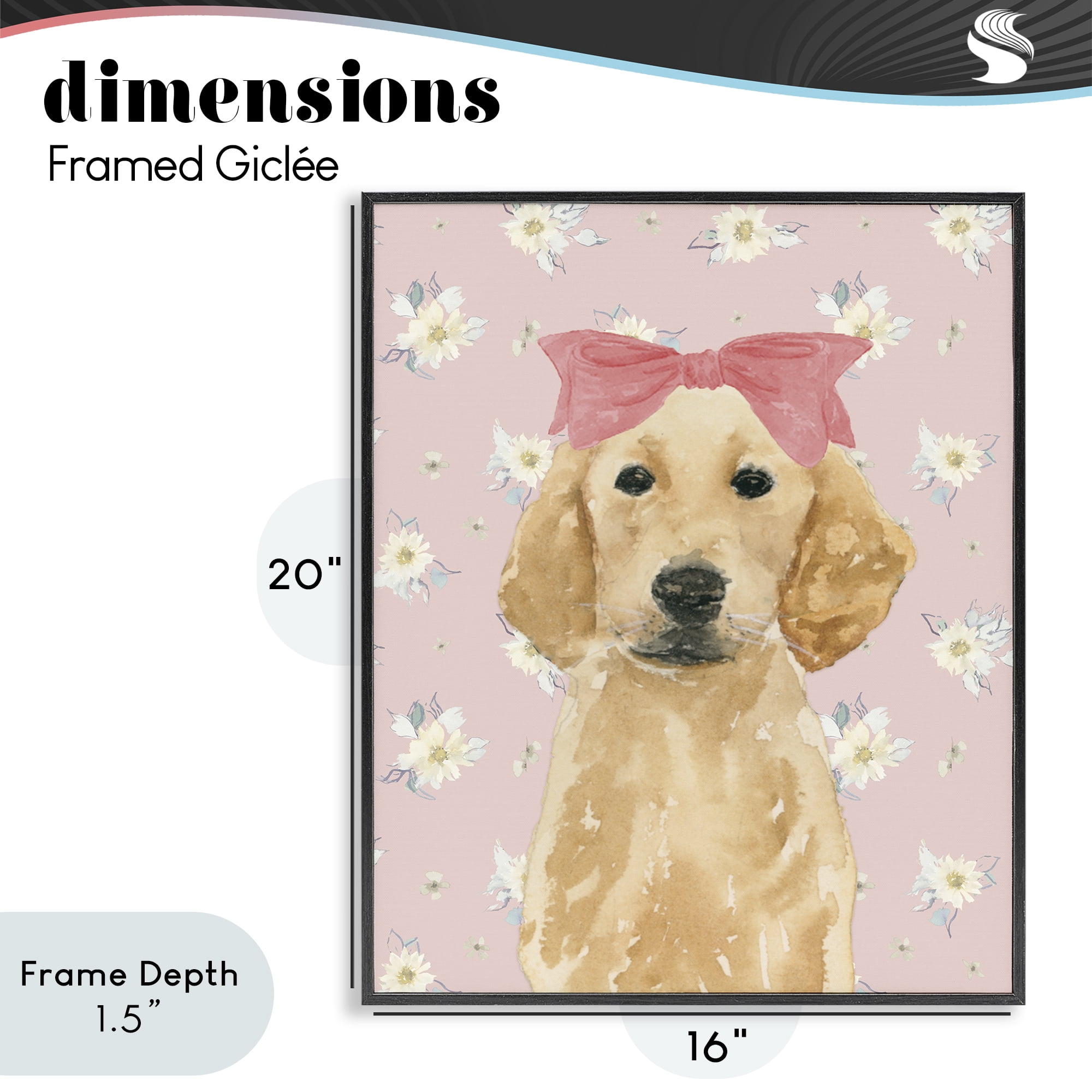 Stupell Industries Picture Ready Retriever Black Framed Giclee Art, design by Lucille Price