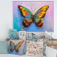 thumbnail image 2 of Designart 'Beautiful Butterfly In Orange and Turquoise' Modern Framed Canvas Wall Art Print, 2 of 5