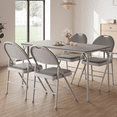 thumbnail image 1 of CazToi Juego de 4 sillas plegables de respaldo alto con asiento acolchado de cuero PU, sillas portátiles plegables beige para comedor y eventos, 1 of 8