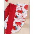 thumbnail image 5 of Musuos Baby Girl Summer Outfit, 0-18M Strawberry Print Fly Sleeve Overalls Bow Headband 2 Piece Set for Infant Toddler, 5 of 9