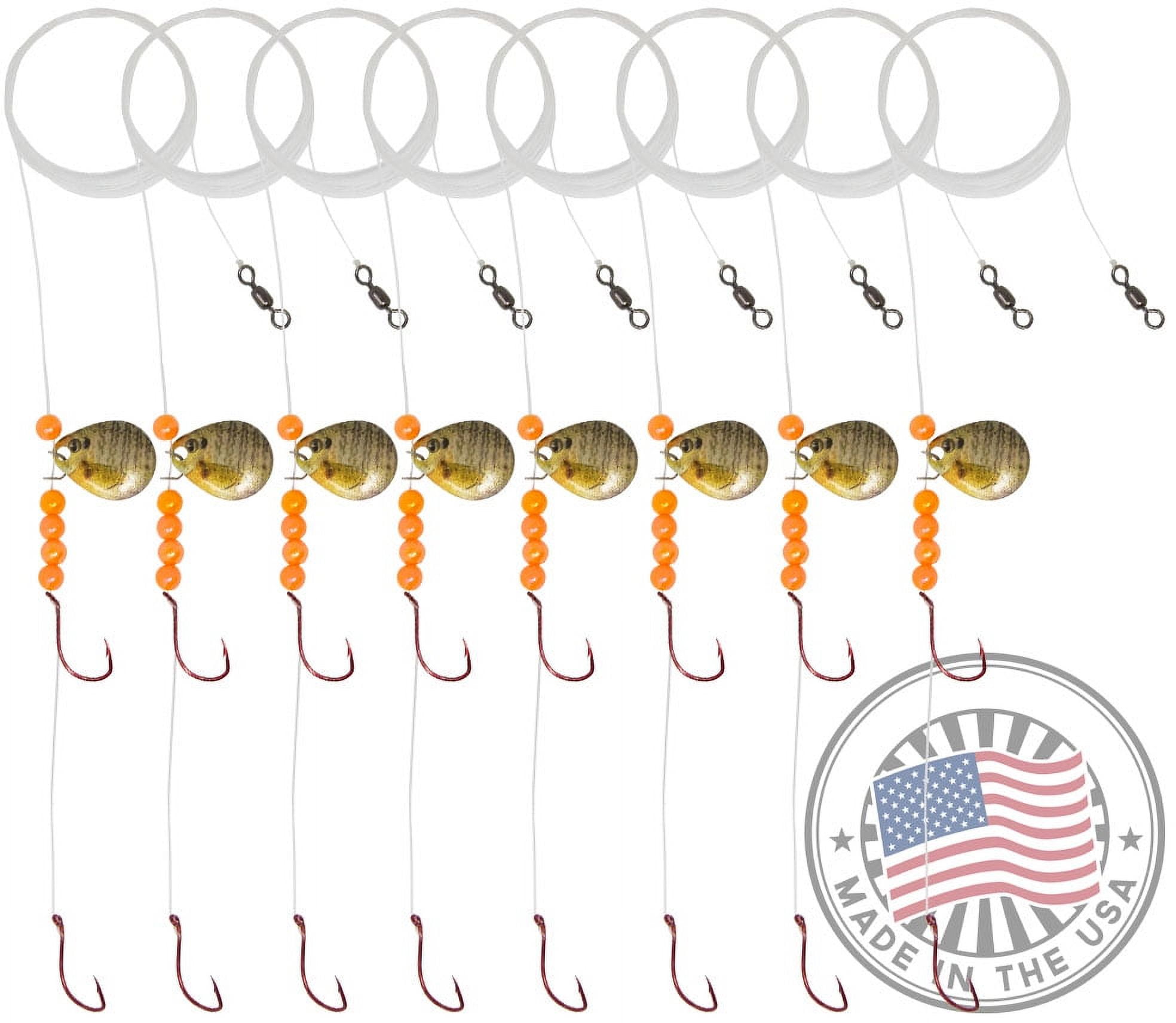 Tooth Shield Tackle 8 Pack Walleye Crawler Harness Spinner Rig #2 Live Series Colorado Blade (Sunfish)