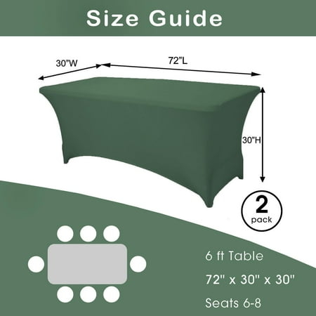 6Ft Pack Of 2 Spandex Table Cover,Fitted Stretchable Tablecloth, Elastic Ta