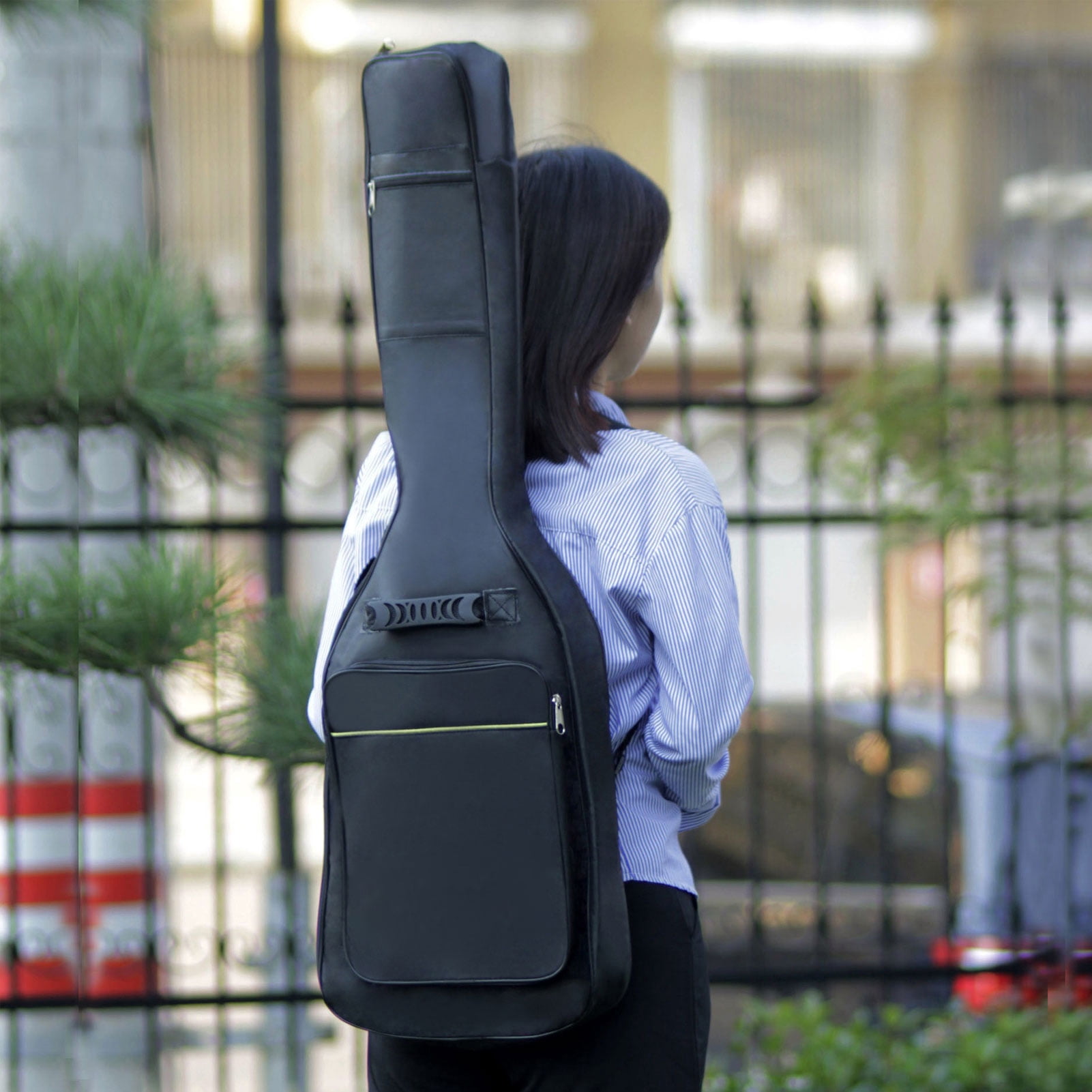 NFTIGB Premium Waterproof Electric Guitar Bag 39 Inches / 99 cm Gig Bag Case 7mm Extra Thick Foam Padding Durable Heavy Duty Adjustable Backpack Straps Large Pockets for Universal 39in Guitar Black