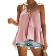thumbnail image 1 of Blusas sueltas con tirantes finos para mujer, cuello Halter, cuello en V, Peplum, camisas fluidas, túnicas Fokelyi WRHS-217-4, 1 of 1