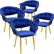 thumbnail image 1 of Set de 4 Sillas Comedor Tapizadas Terciopelo Tejidas Elegantes Azul Houzer, 1 of 5