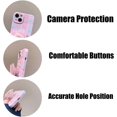 thumbnail image 3 of Cute Phone case for iPhone 14 6.1-inch, pink grid print design with love stand mobile Soft TPU shock protection girls Ladies, 3 of 4