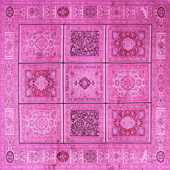 Ahgly Company Indoor Square Persian Pink Traditional Area Rugs, 8' Square