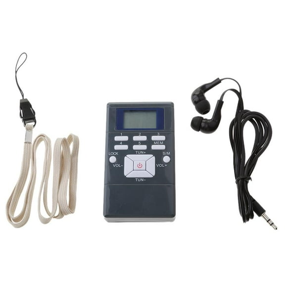 Mini Portátil LCD Display Digital DSP FM Receptor De Radio Esté Para FM Inalámbrico Con 3.5 Mm Jack Earphones And Lanyard gris