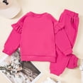 thumbnail image 4 of TOWED22 Baby Girl Clothes Toddler Girl Fall Outfit Long Sleeve Ruffle Shirt Cute Pant Clothing Sets,Hot Pink,4-5 Y, 4 of 6