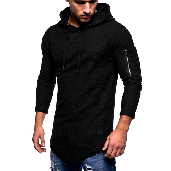 Elvqul Hooded Tops for Men Long Sleeve Lightweight Sports Shirt Big and Tall Relaxed Fit Mens T-Shirts Plain
